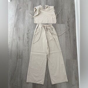 Commense Beige Two-Piece Jumpsuit Set